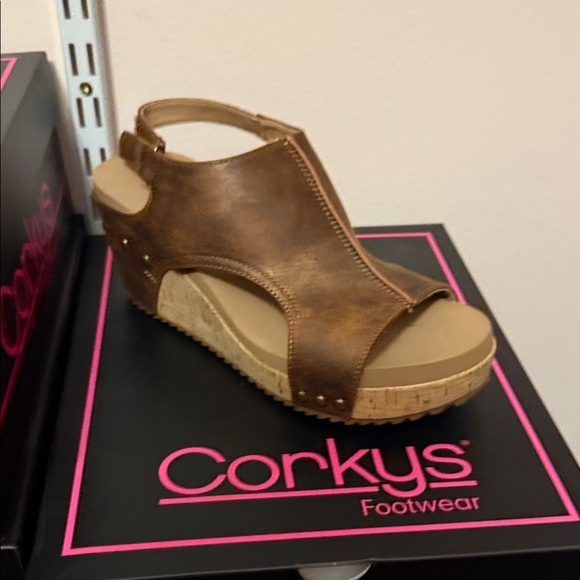 Corkys Tan Wedge Sandals - Picture 1 of 1